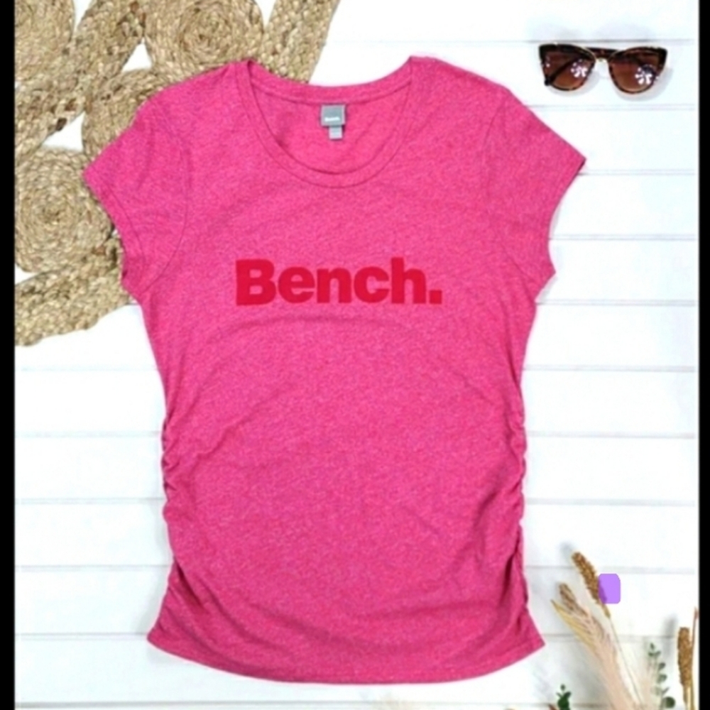 BENCH - Womens Cap Sleeve Magenta Pink Relaxed Fit Short Sleeve T-Shirt Size XL